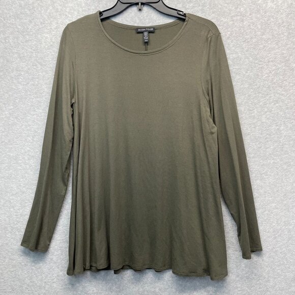 Eileen Fisher System Viscose Jersey Top Medium Lightweight Stretch Crew Neck‎ - Picture 1 of 11